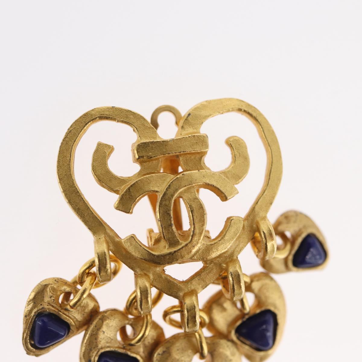 CHANEL Heart COCO Mark Earring metal Gold Tone CC Auth 168046V