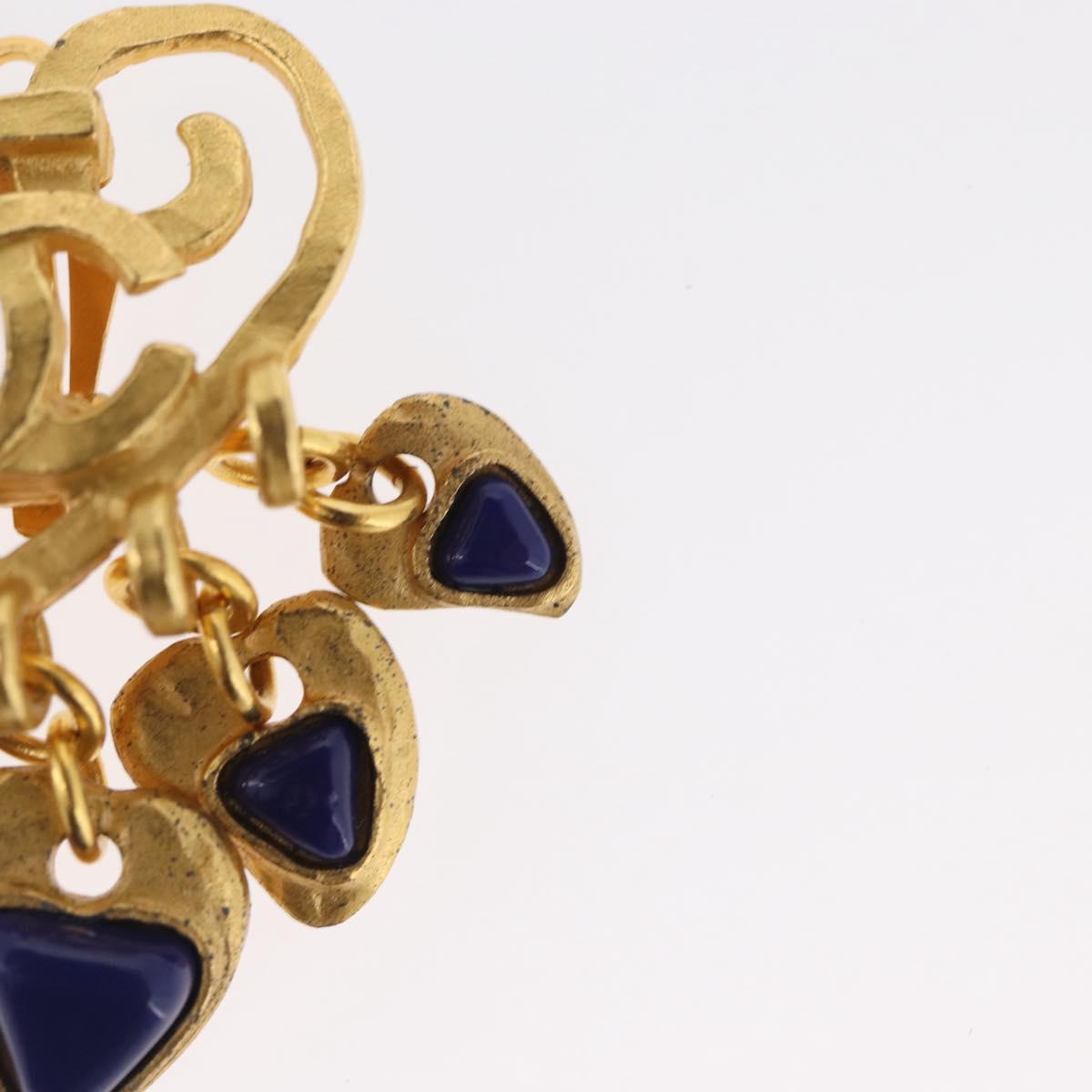 CHANEL Heart COCO Mark Earring metal Gold Tone CC Auth 168046V