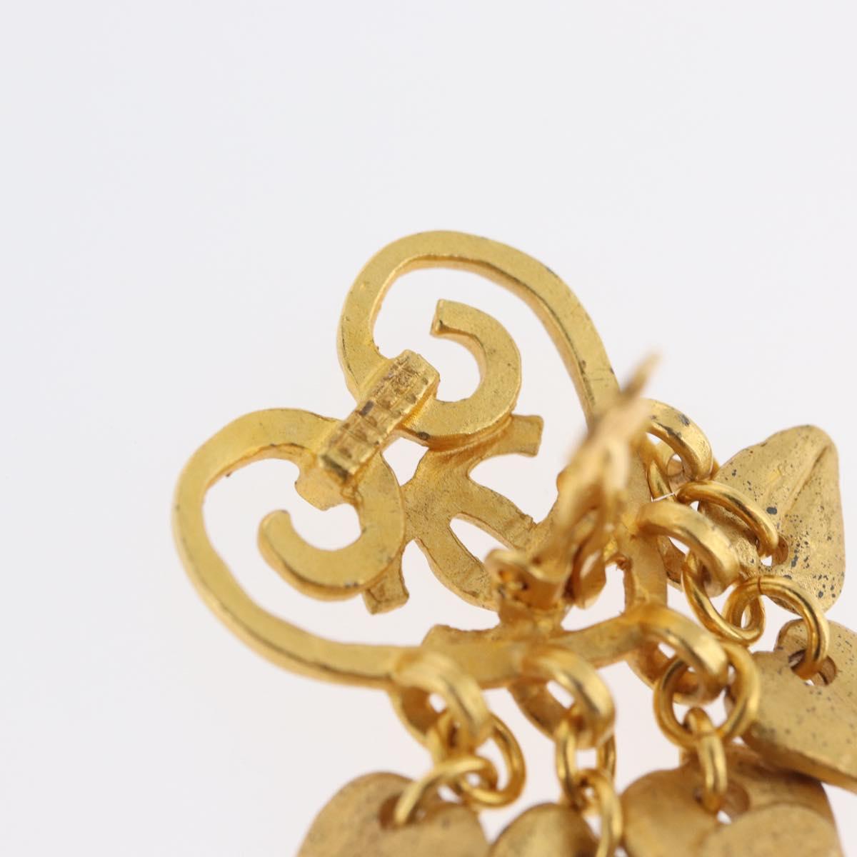 CHANEL Heart COCO Mark Earring metal Gold Tone CC Auth 168046V