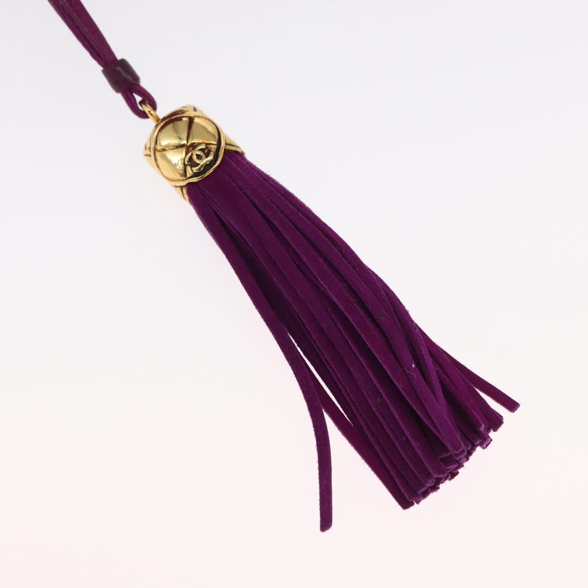 CHANEL Matelasse Chain Shoulder Bag Suede Purple Gold CC Auth 168060