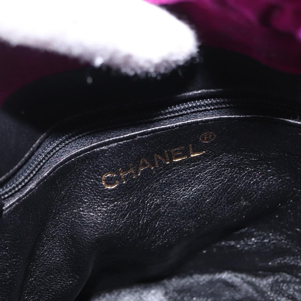 CHANEL Matelasse Chain Shoulder Bag Suede Purple Gold CC Auth 168060