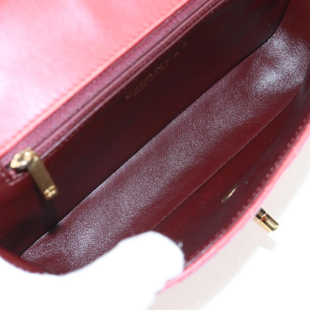CHANEL Chain Matelasse 23 Shoulder Bag Lamb Skin Red Gold CC Auth 168061V