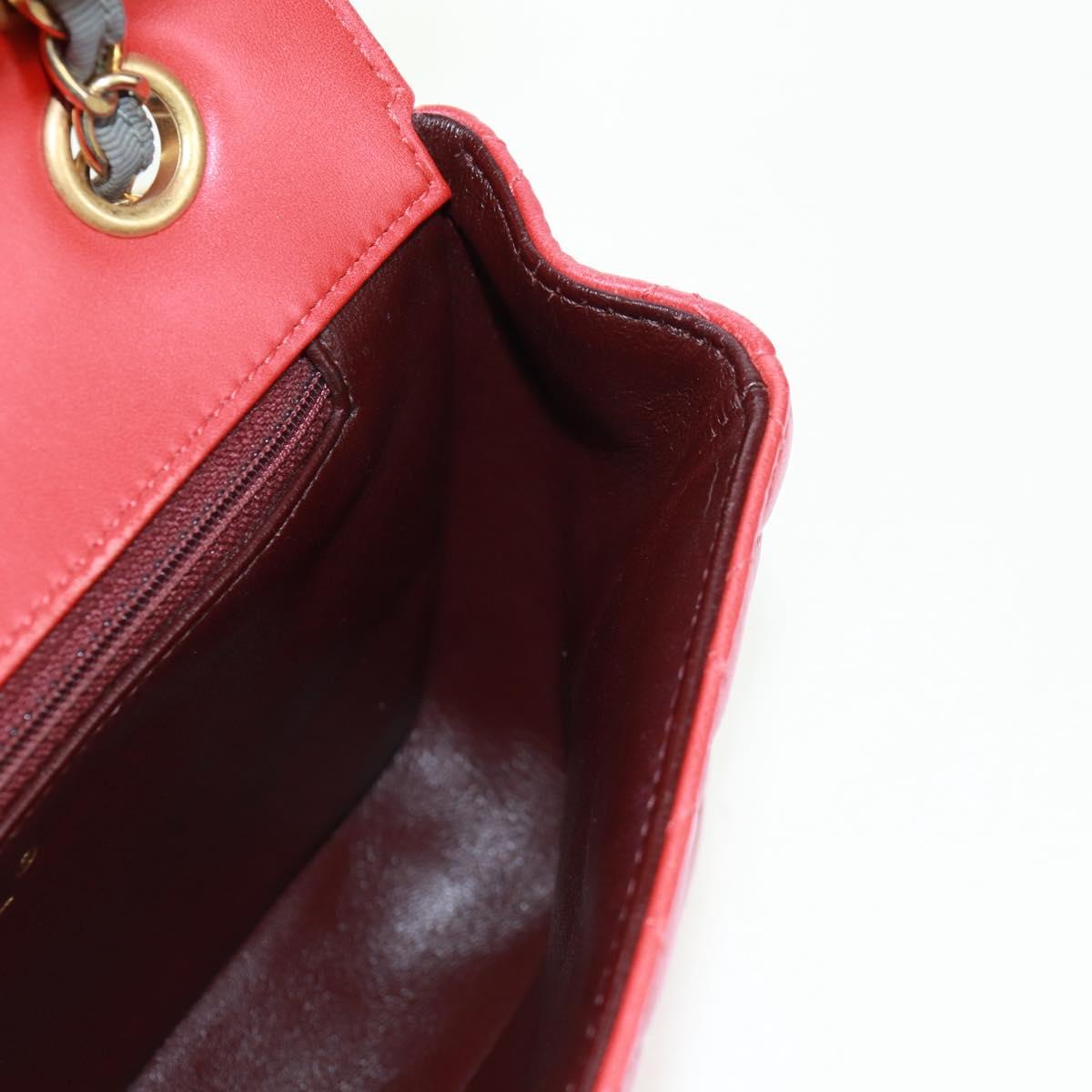 CHANEL Chain Matelasse 23 Shoulder Bag Lamb Skin Red Gold CC Auth 168061V