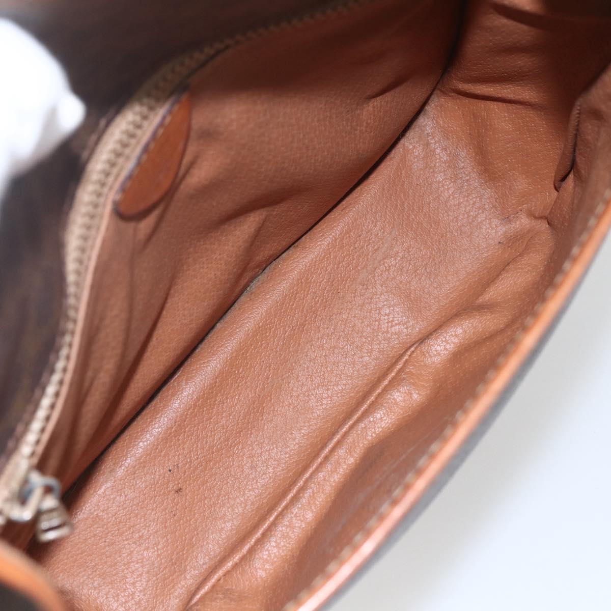 CELINE Macadam Canvas Shoulder Bag PVC Leather Brown Gold Auth 168071