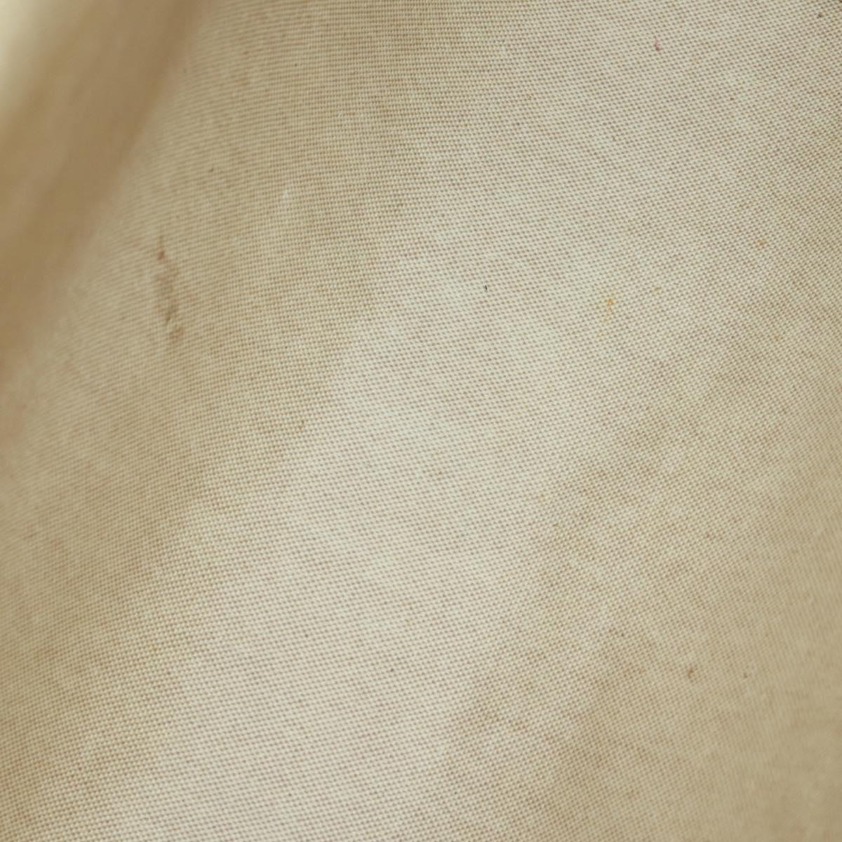 HERMES Her Bag MM Hand Bag Canvas Beige Silver Auth 168073