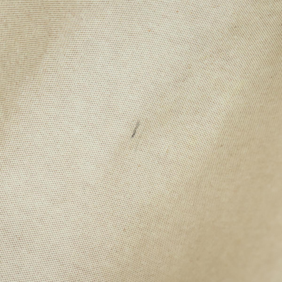 HERMES Her Bag MM Hand Bag Canvas Beige Silver Auth 168073