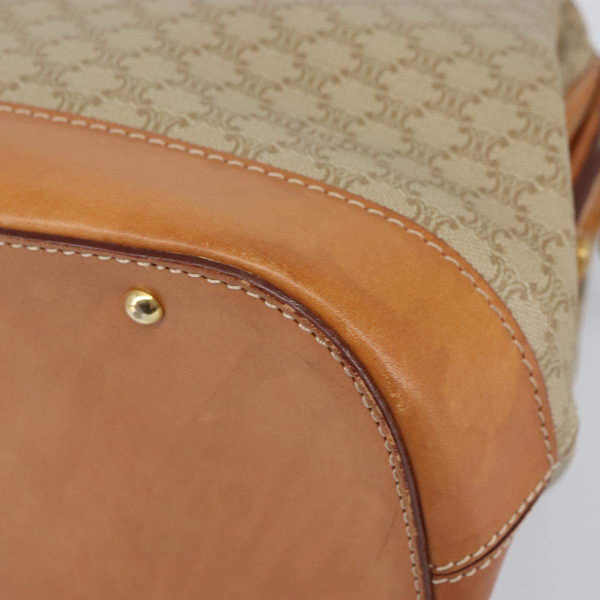 CELINE Macadam Canvas Hand Bag PVC 2way Beige Gold Auth 168082