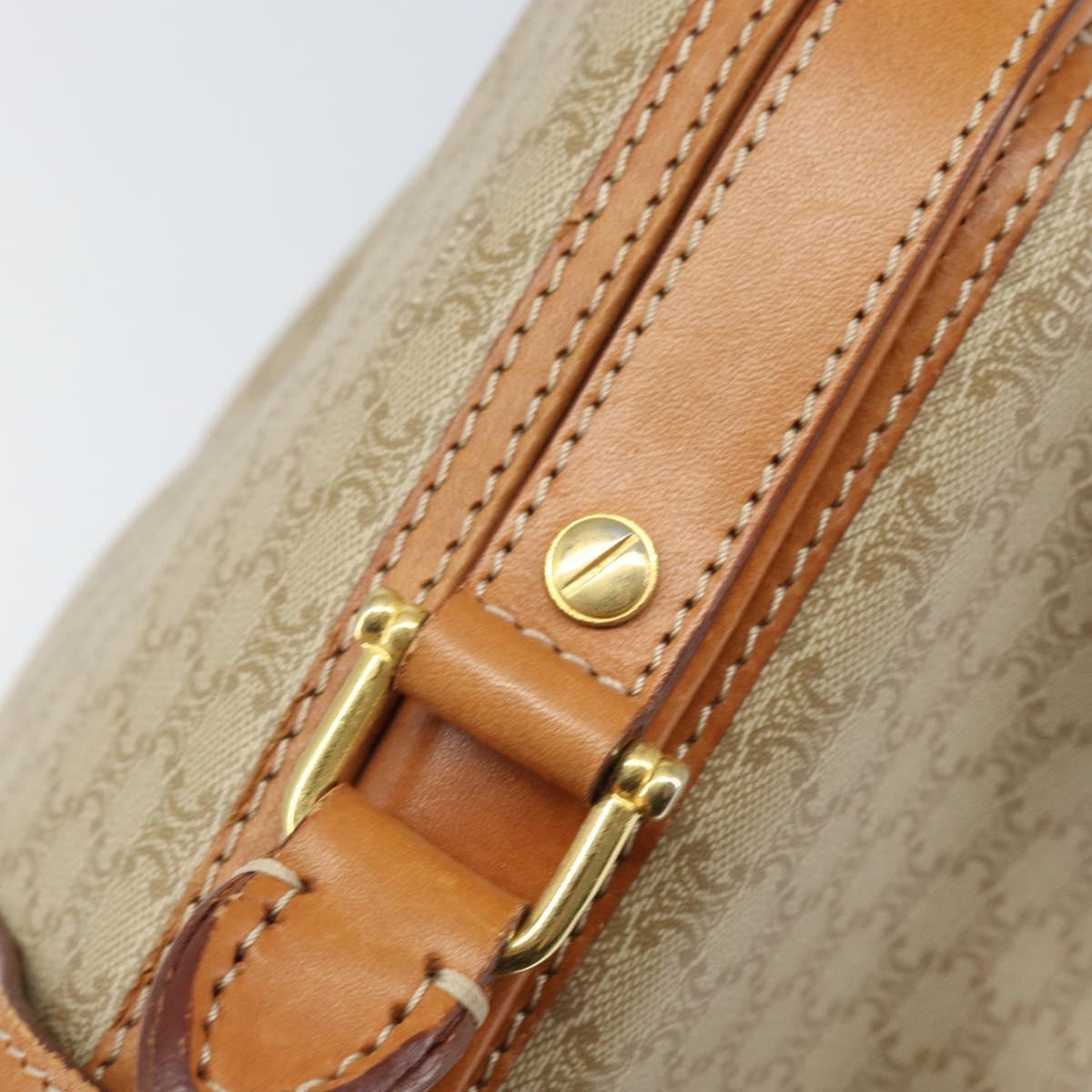 CELINE Macadam Canvas Hand Bag PVC 2way Beige Gold Auth 168082