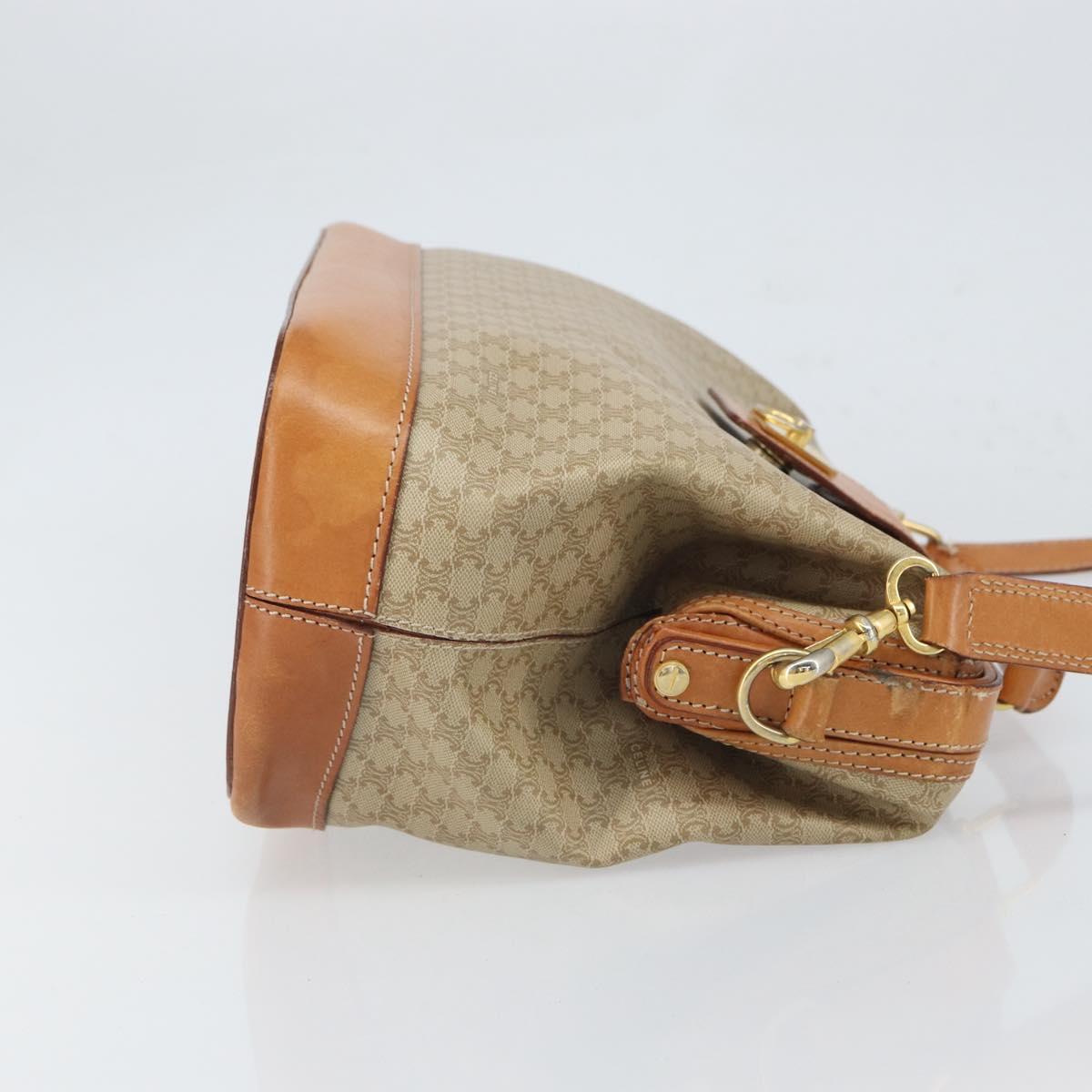 CELINE Macadam Canvas Hand Bag PVC 2way Beige Gold Auth 168082