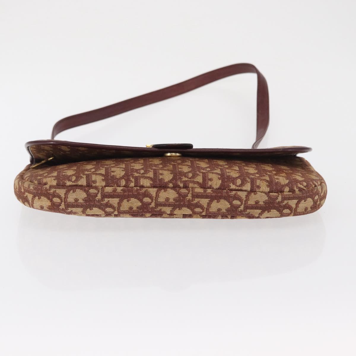 Christian Dior Trotter Canvas Shoulder Bag Red Gold Auth 168083