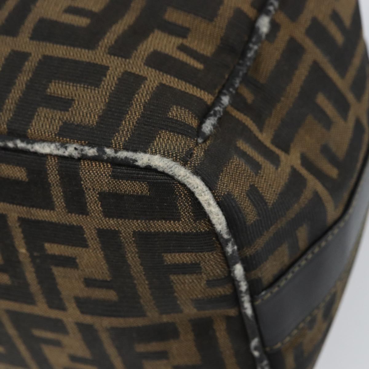 FENDI Zucca Canvas Vanity Hand Bag Black Brown Auth 168084