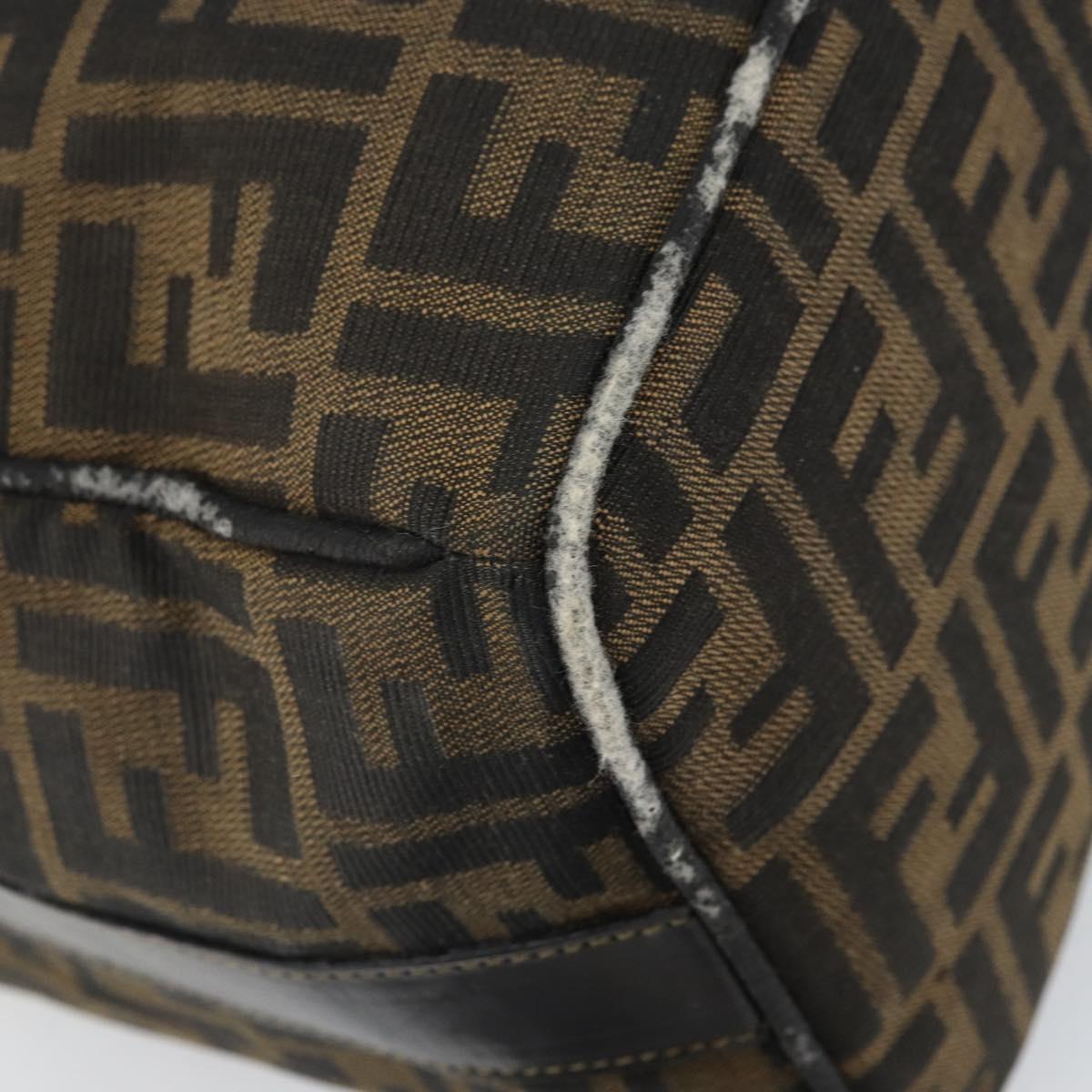 FENDI Zucca Canvas Vanity Hand Bag Black Brown Auth 168084