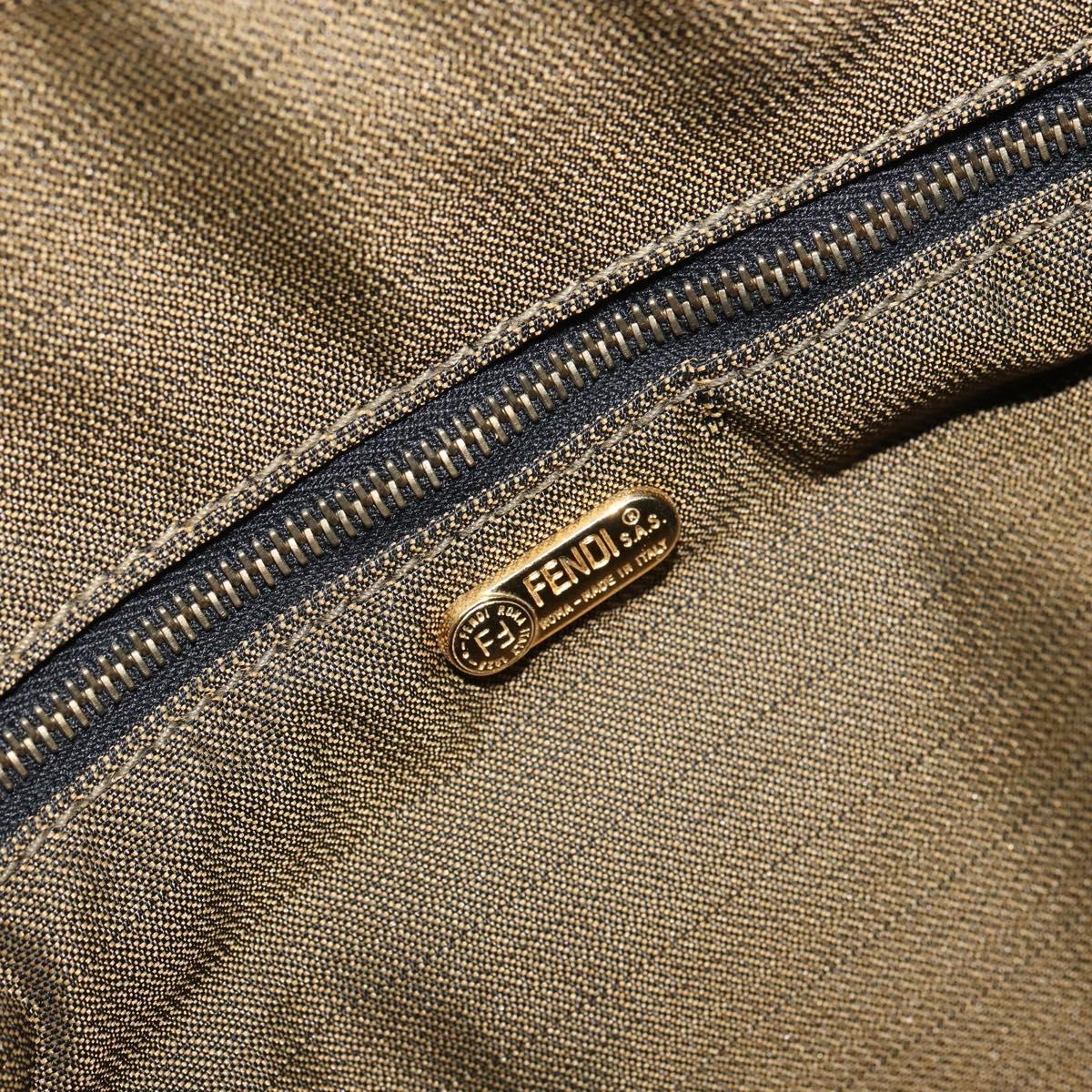 FENDI Zucca Canvas Vanity Hand Bag Black Brown Auth 168084