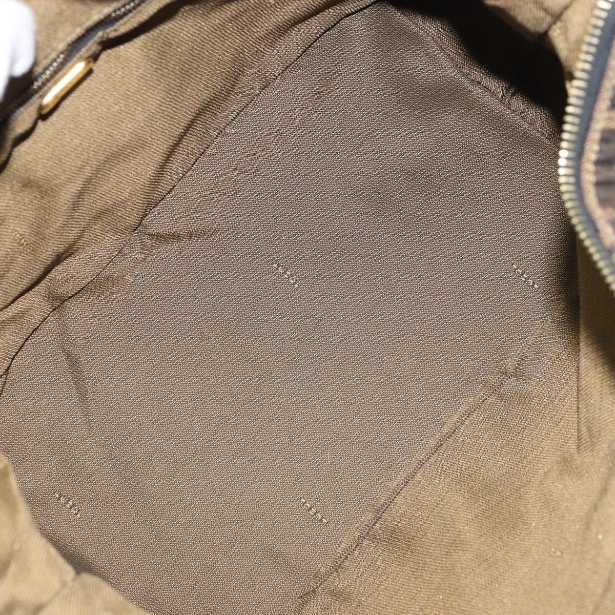 FENDI Zucca Canvas Vanity Hand Bag Black Brown Auth 168084