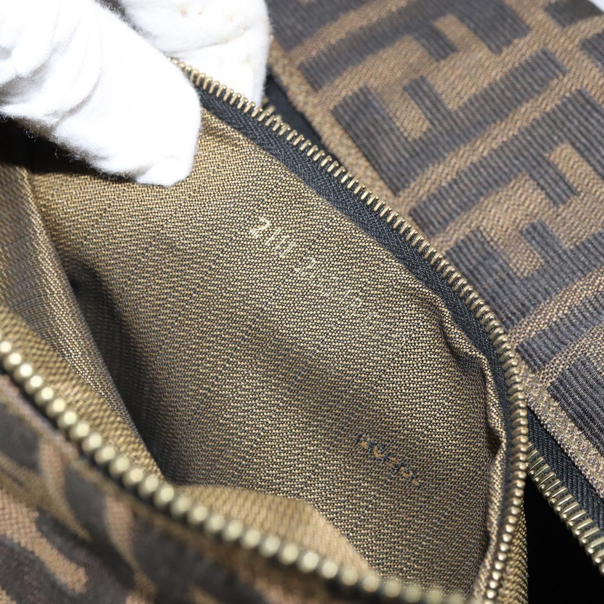 FENDI Zucca Canvas Vanity Hand Bag Black Brown Auth 168084