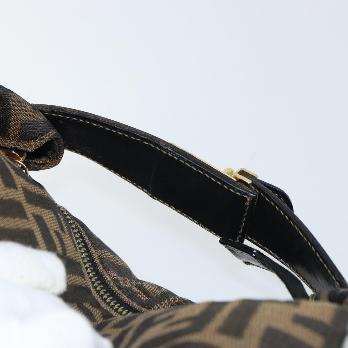 FENDI Zucca Canvas Vanity Hand Bag Black Brown Auth 168084