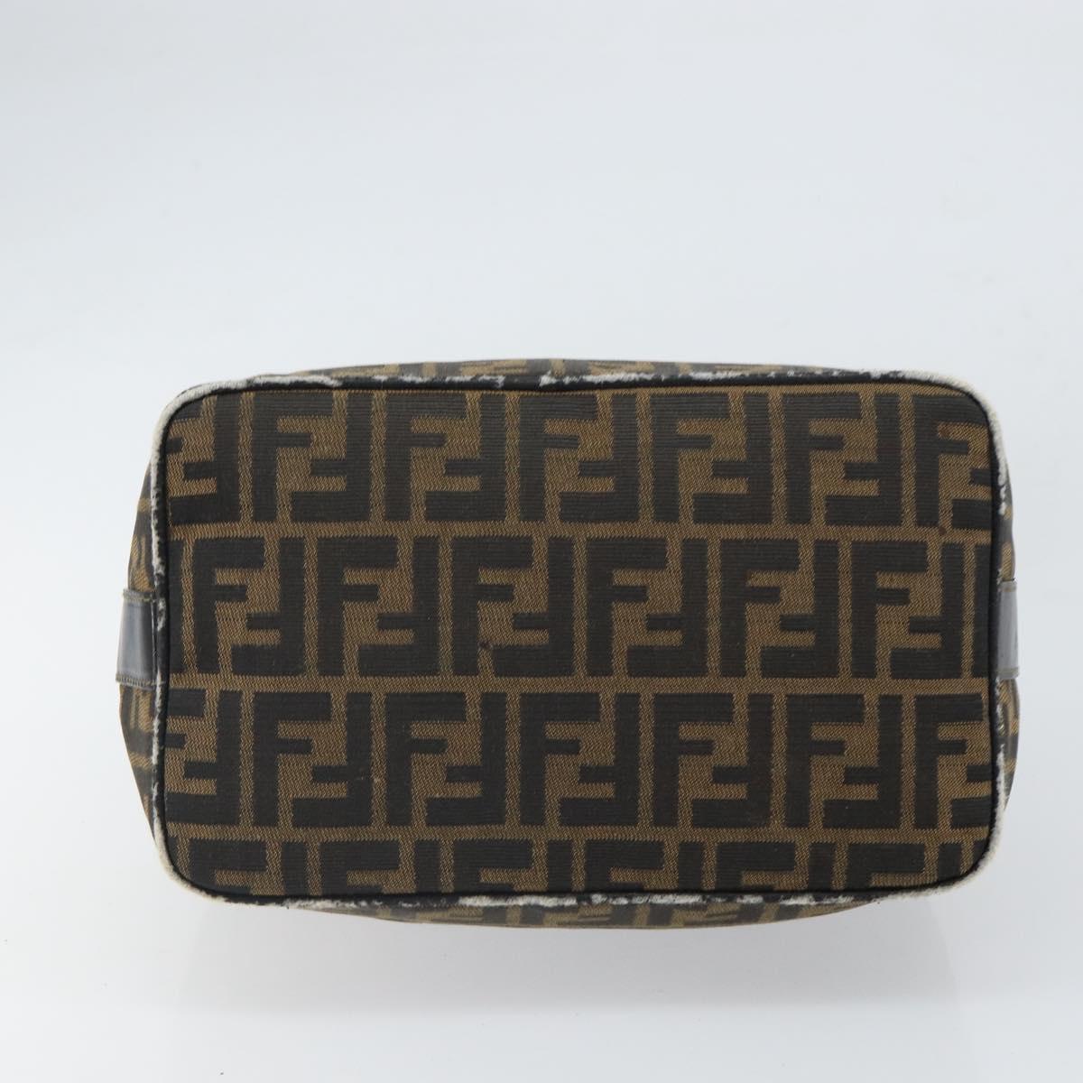FENDI Zucca Canvas Vanity Hand Bag Black Brown Auth 168084