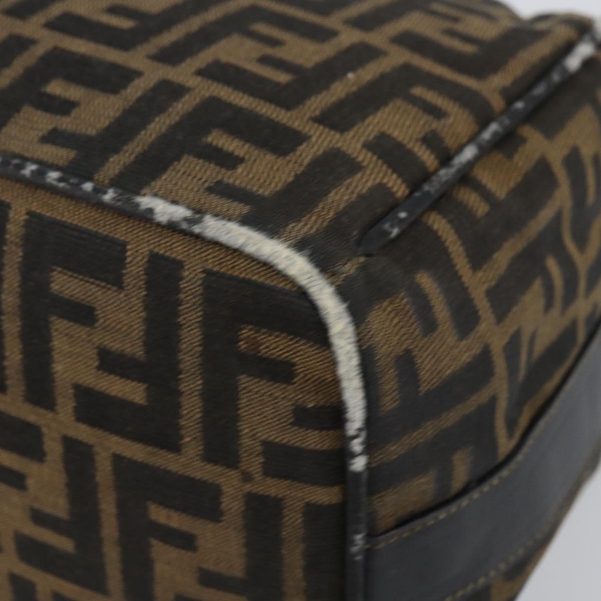 FENDI Zucca Canvas Vanity Hand Bag Black Brown Auth 168084