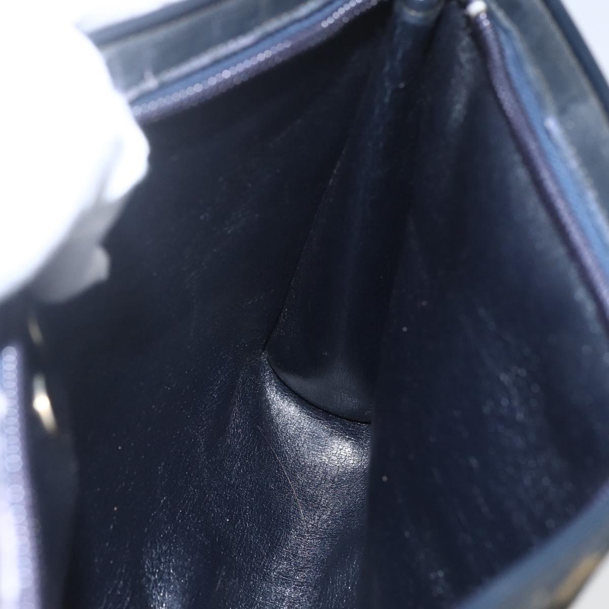 Christian Dior Trotter Canvas Shoulder Bag Navy Gold Auth 168085