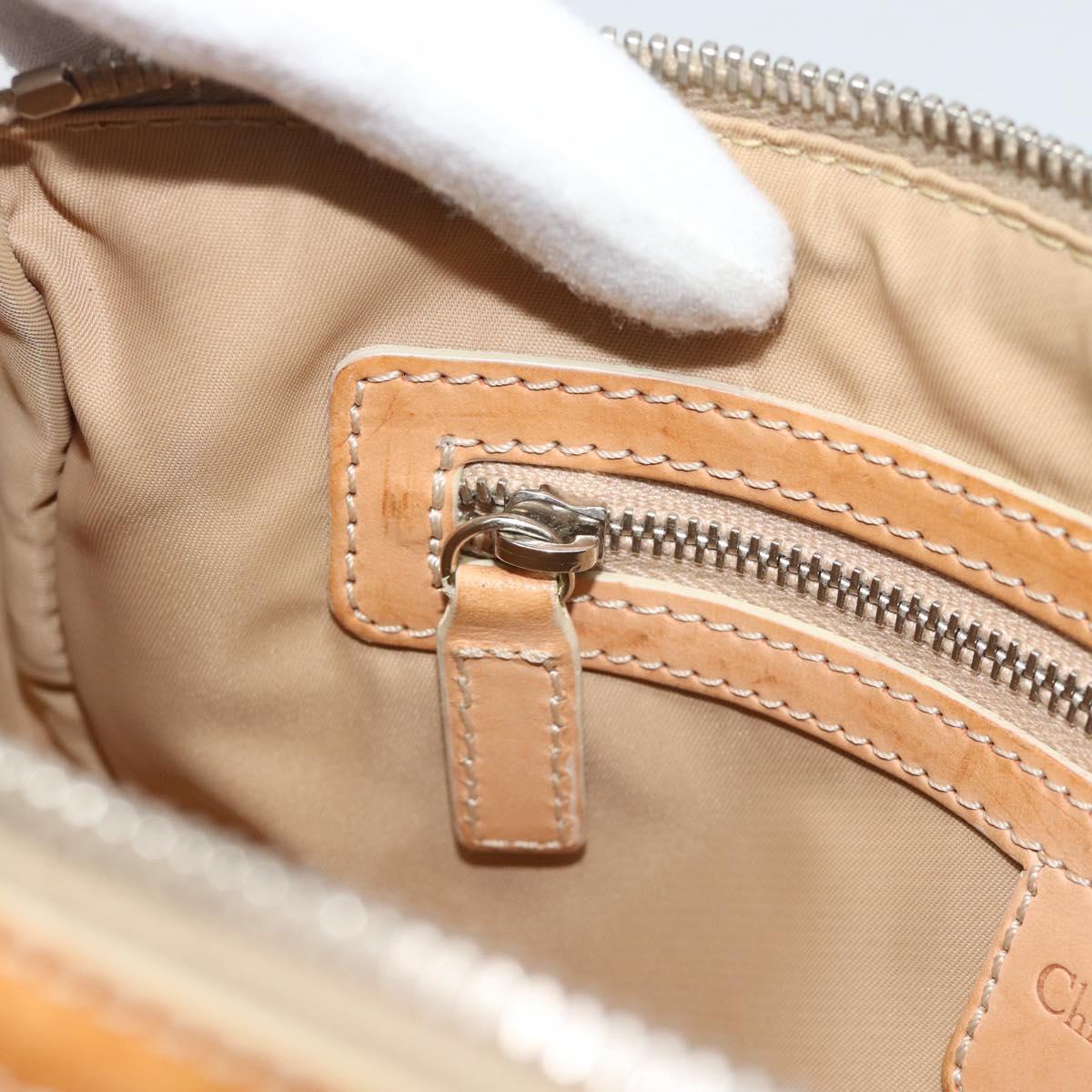 Christian Dior Trotter Canvas Romantic Bag PVC Beige Silver Auth 168086