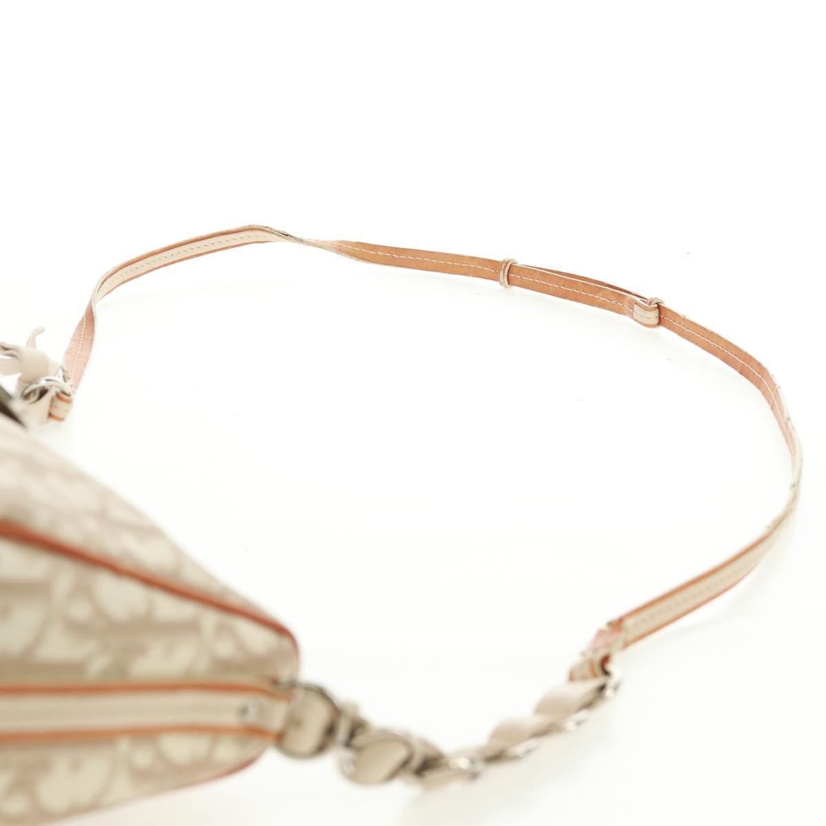 Christian Dior Trotter Canvas Romantic Bag PVC Beige Silver Auth 168086V