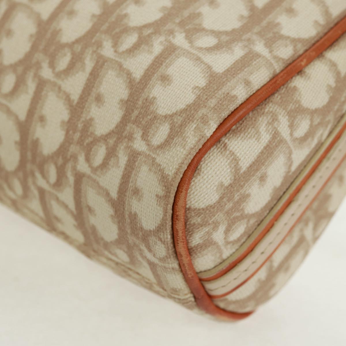 Christian Dior Trotter Canvas Romantic Bag PVC Beige Silver Auth 168086V