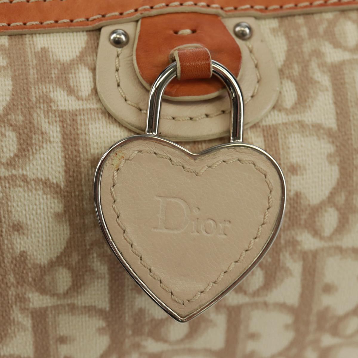 Christian Dior Trotter Canvas Romantic Bag PVC Beige Silver Auth 168086V