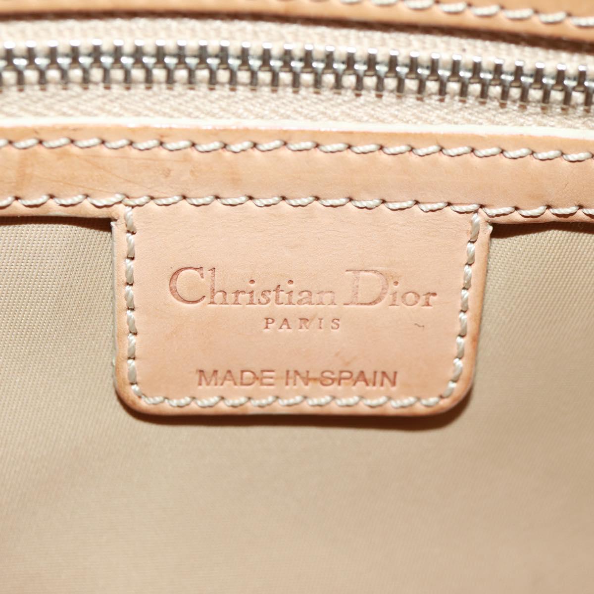 Christian Dior Trotter Canvas Romantic Bag PVC Beige Silver Auth 168086V