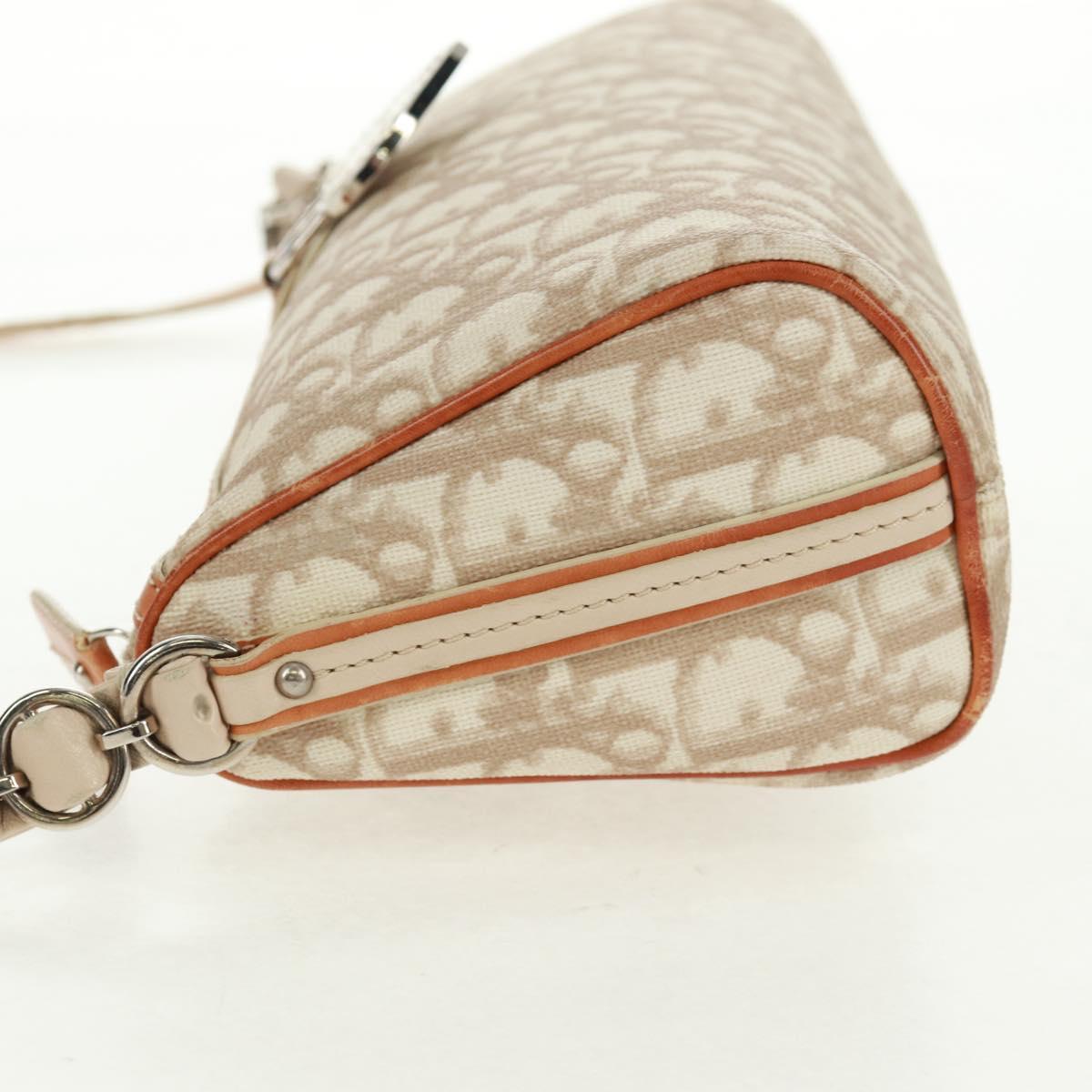 Christian Dior Trotter Canvas Romantic Bag PVC Beige Silver Auth 168086V