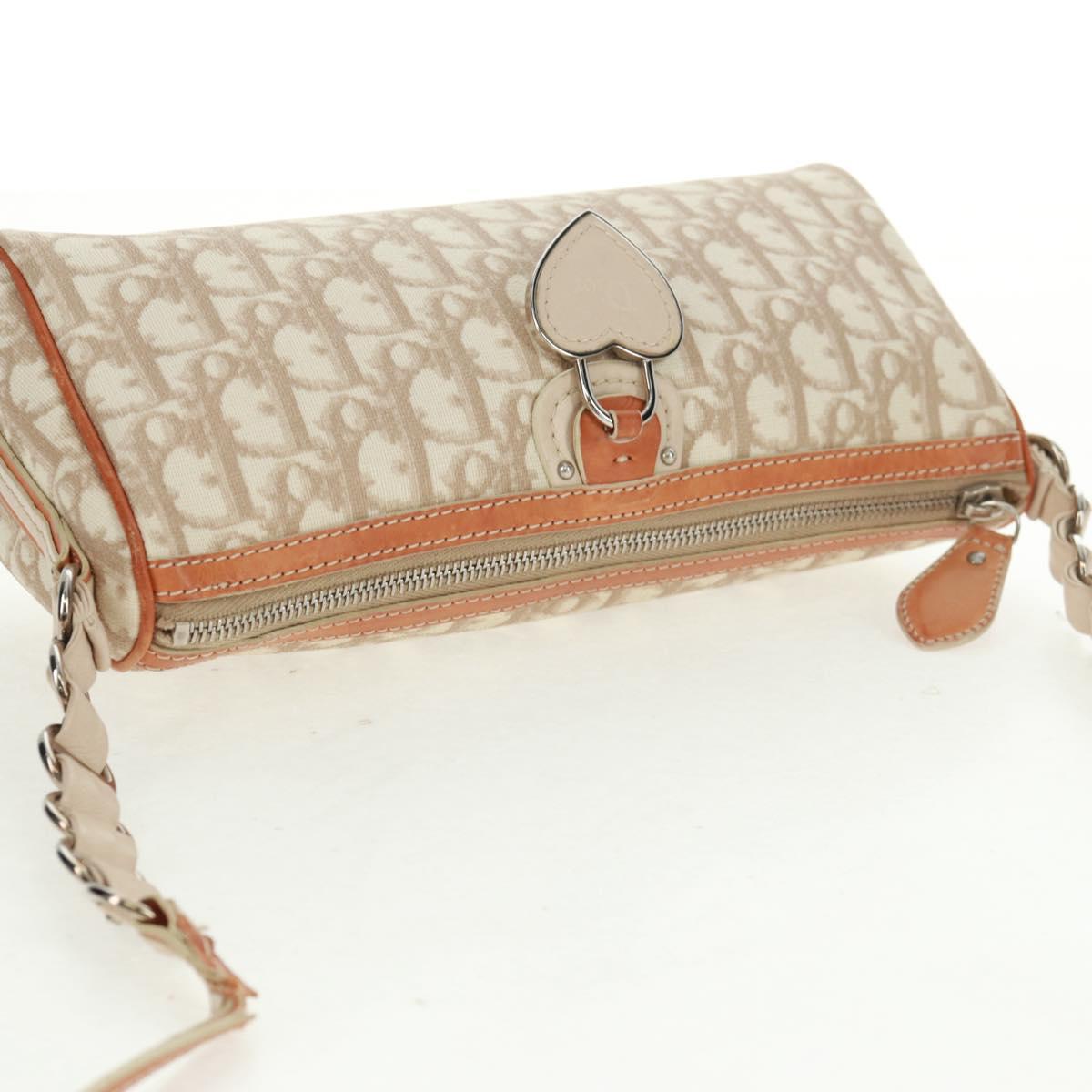 Christian Dior Trotter Canvas Romantic Bag PVC Beige Silver Auth 168086V