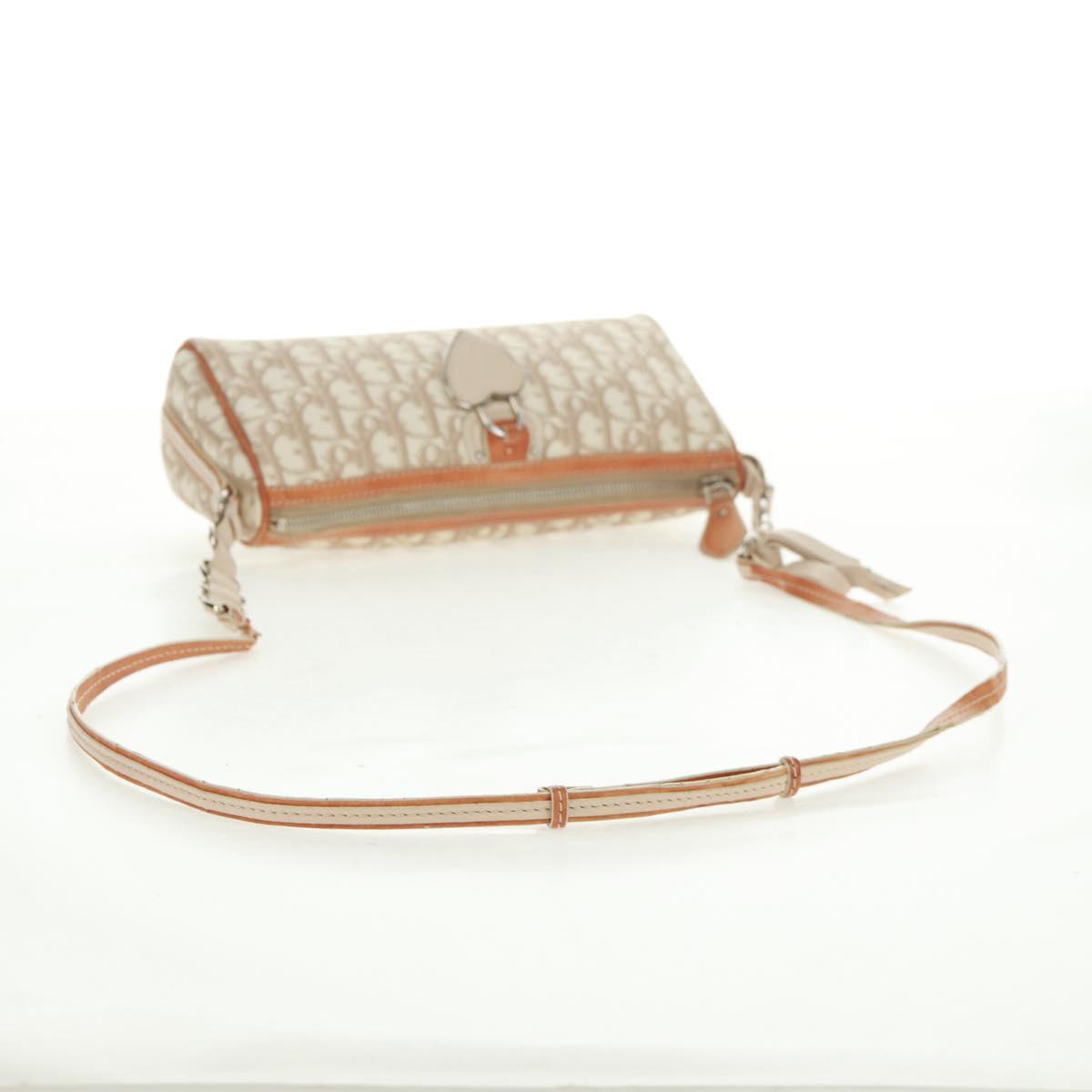 Christian Dior Trotter Canvas Romantic Bag PVC Beige Silver Auth 168086V