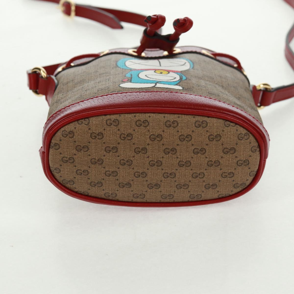 GUCCI Doraemon Micro GG Supreme Shoulder Bag PVC Beige Gold 647801 Auth 168092M