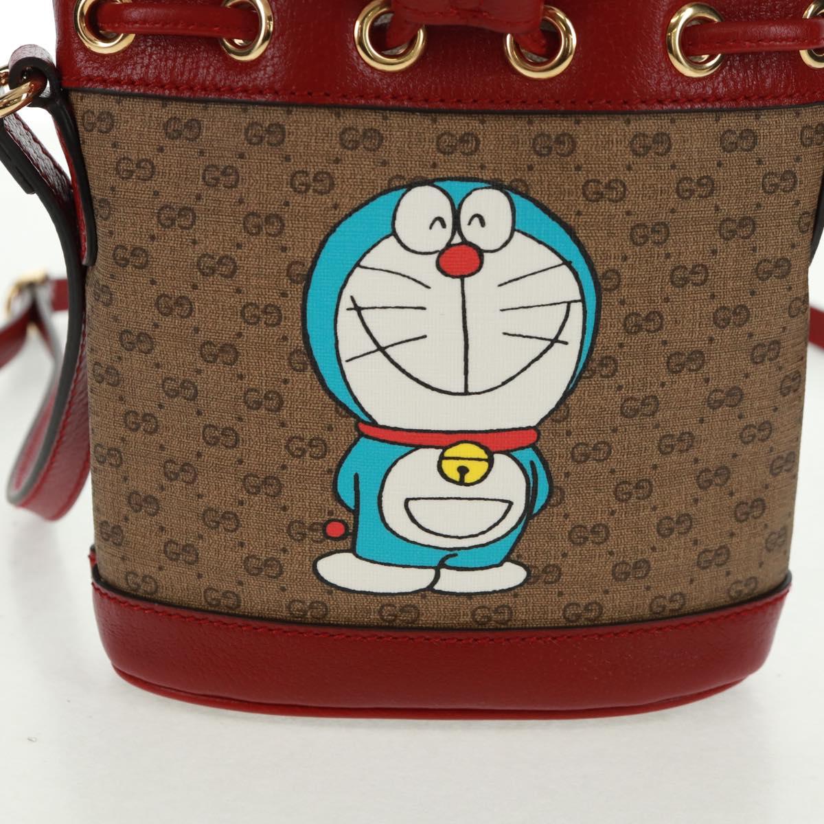 GUCCI Doraemon Micro GG Supreme Shoulder Bag PVC Beige Gold 647801 Auth 168092M