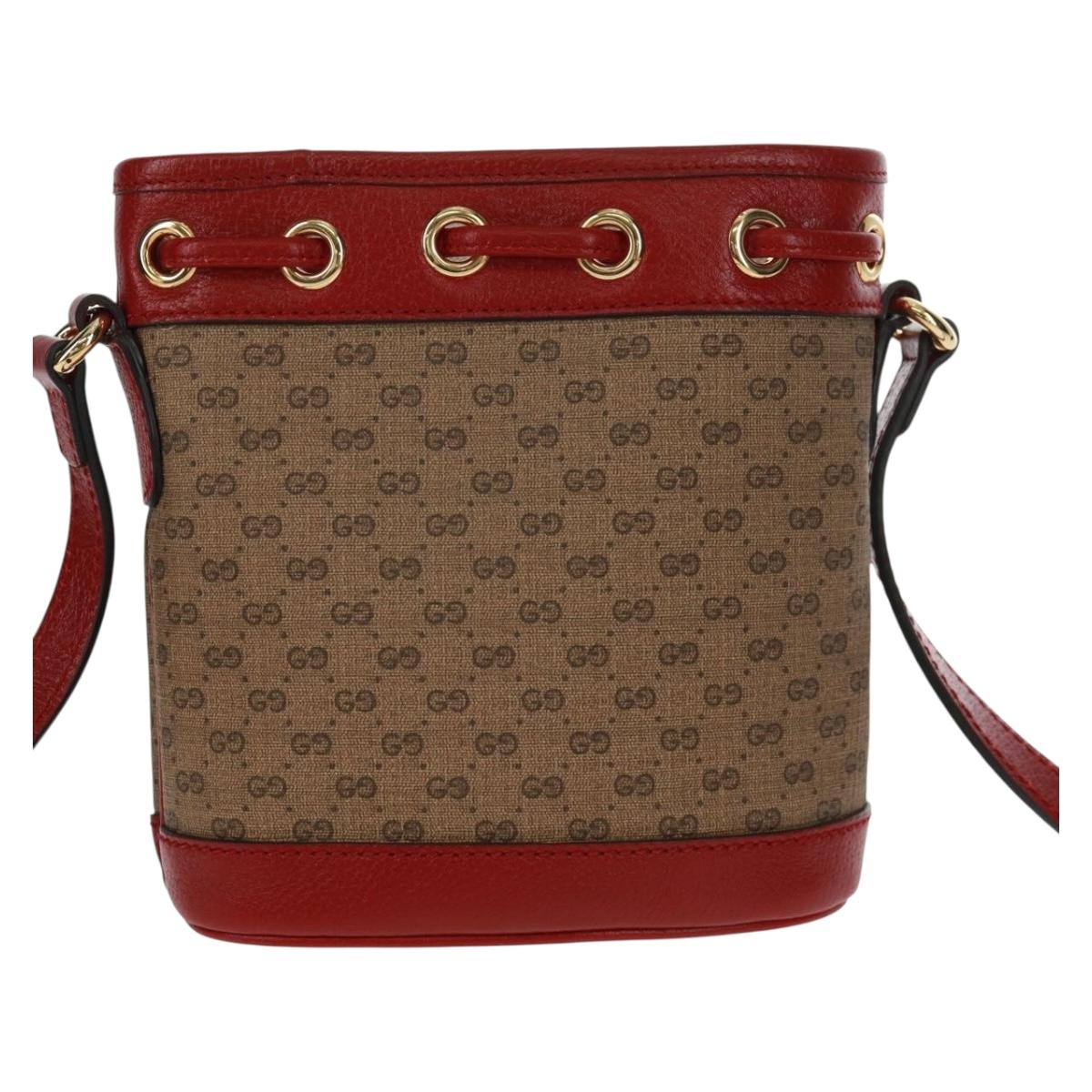 GUCCI Doraemon Micro GG Supreme Shoulder Bag PVC Beige Gold 647801 Auth 168092M