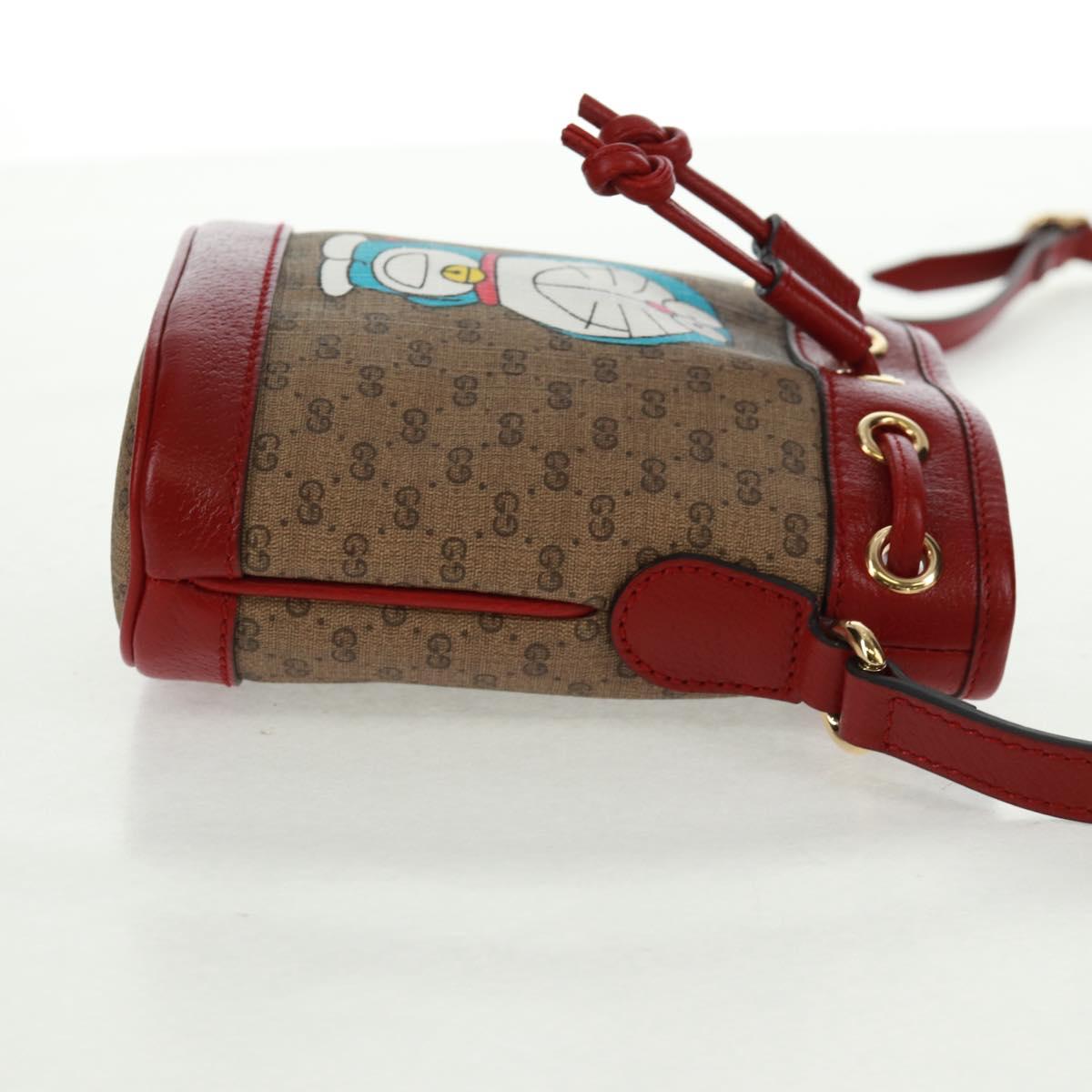 GUCCI Doraemon Micro GG Supreme Shoulder Bag PVC Beige Gold 647801 Auth 168092M