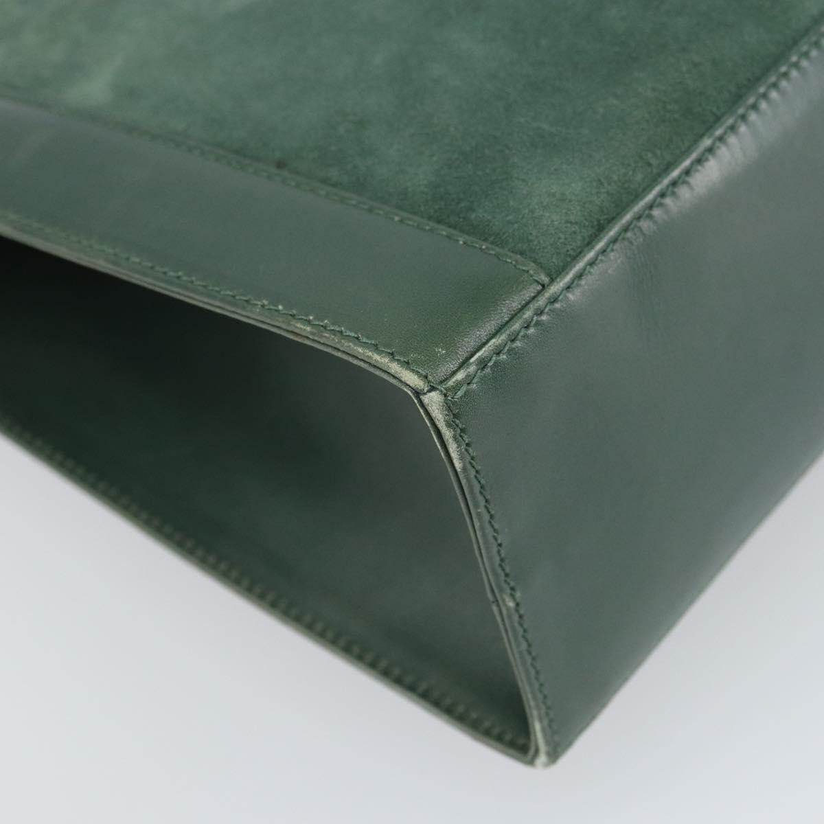 Salvatore Ferragamo Gancini Hand Bag Suede 2way Green Gold Auth 168093V
