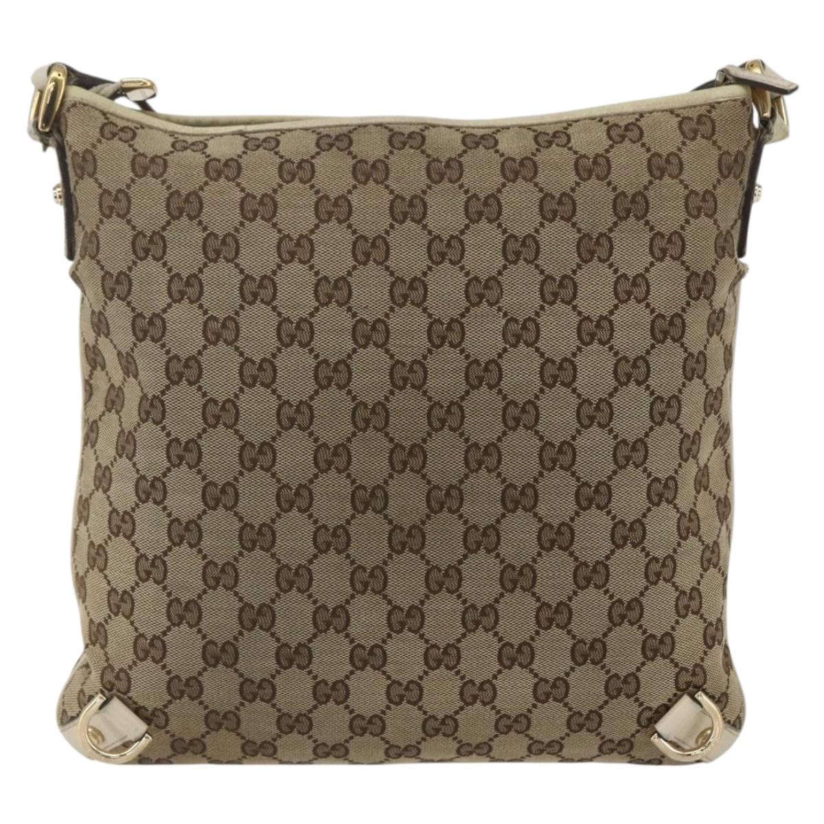 GUCCI GG Canvas Shoulder Bag Beige Gold 131326 Auth 168097