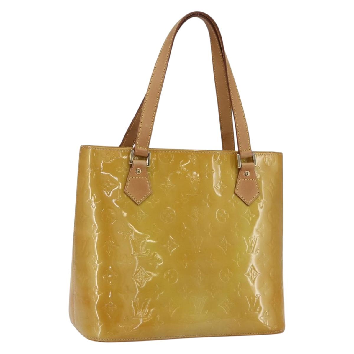 LOUIS VUITTON Monogram Vernis Houston Hand Bag Beige M91004 LV Auth 168098