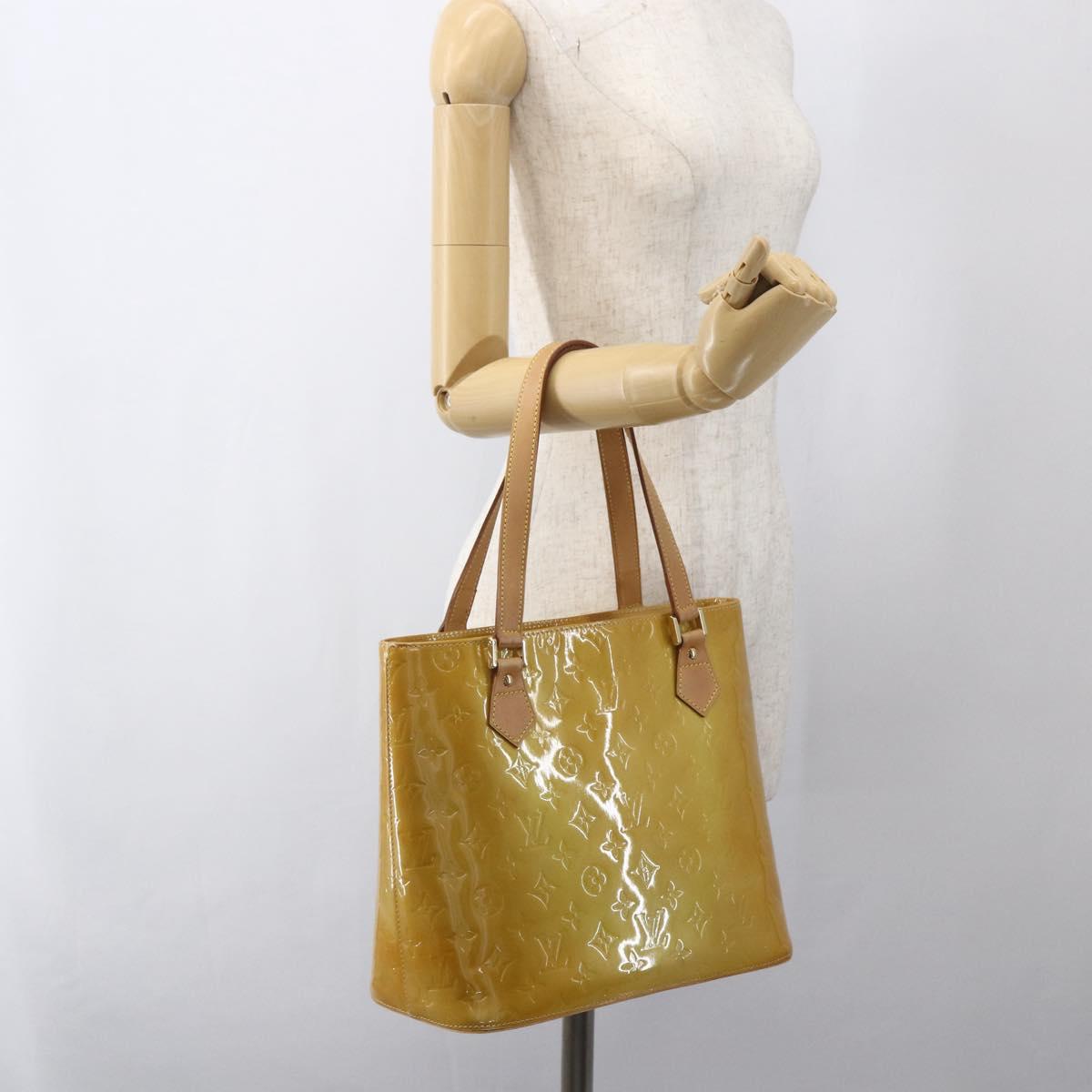 LOUIS VUITTON Monogram Vernis Houston Hand Bag Beige M91004 LV Auth 168098