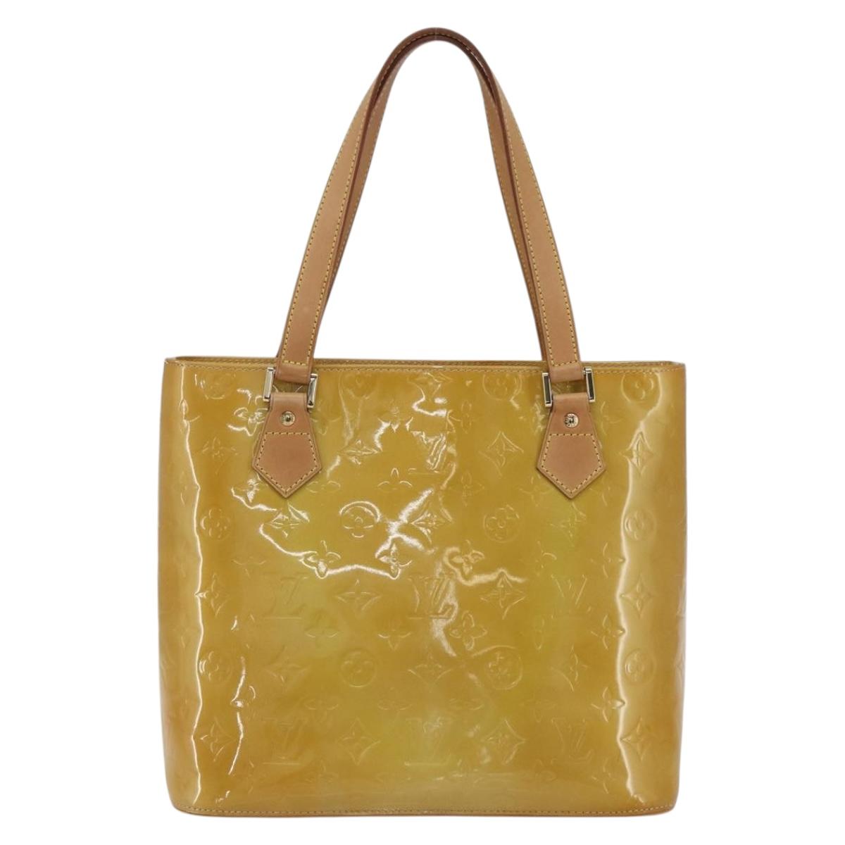 LOUIS VUITTON Monogram Vernis Houston Hand Bag Beige M91004 LV Auth 168098