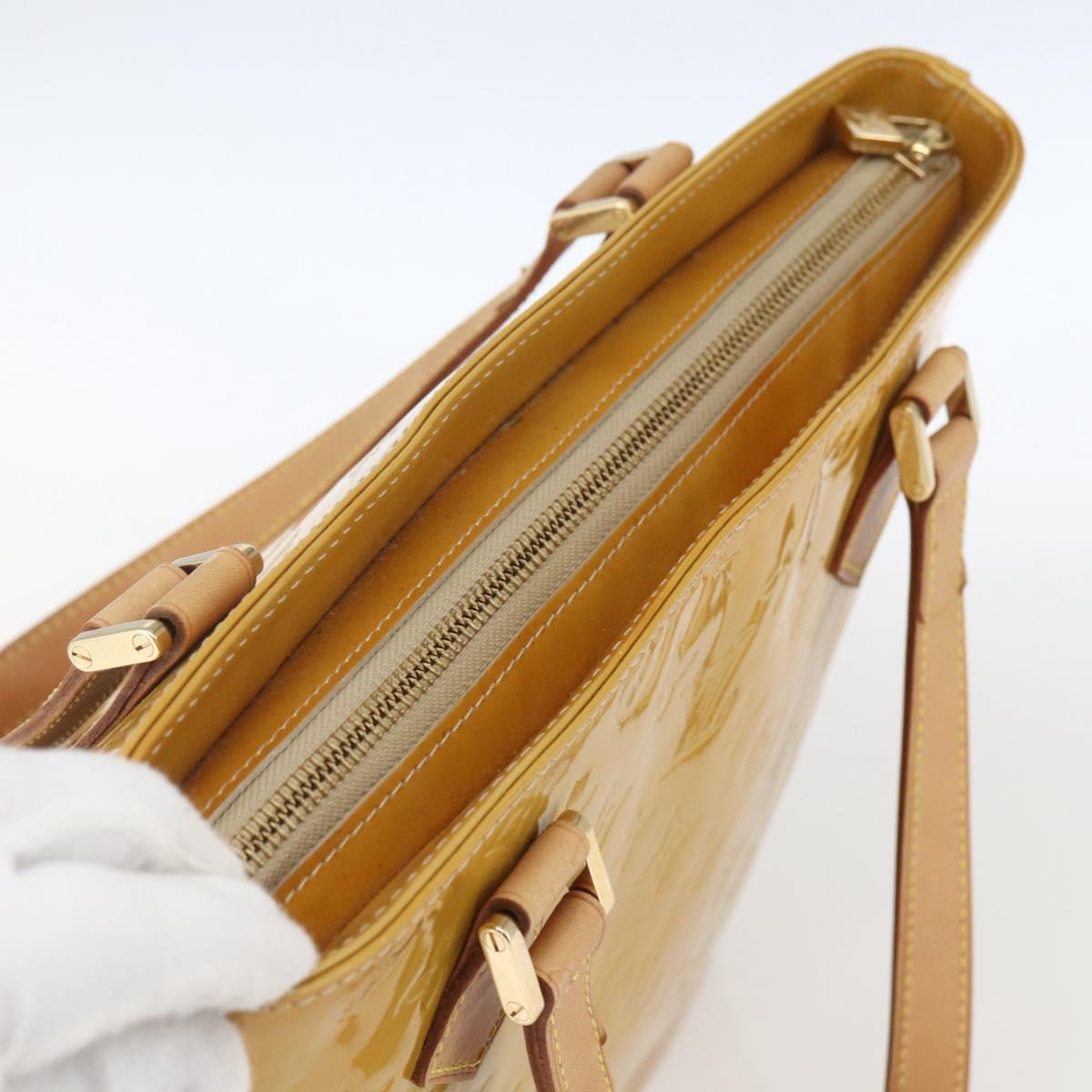 LOUIS VUITTON Monogram Vernis Houston Hand Bag Beige M91004 LV Auth 168098