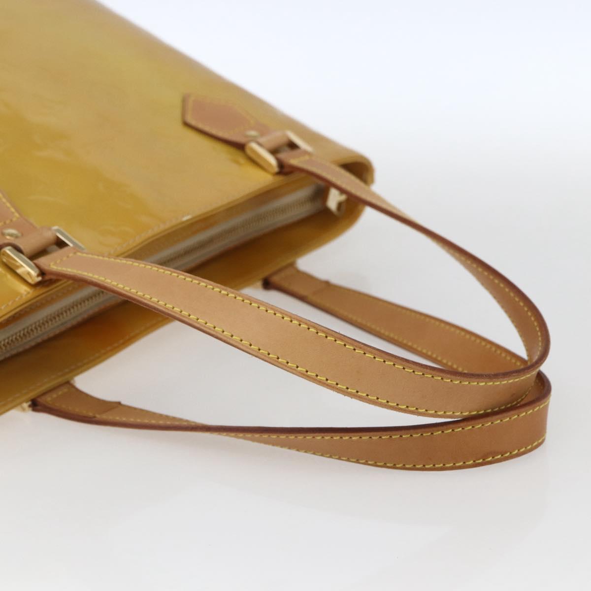 LOUIS VUITTON Monogram Vernis Houston Hand Bag Beige M91004 LV Auth 168098