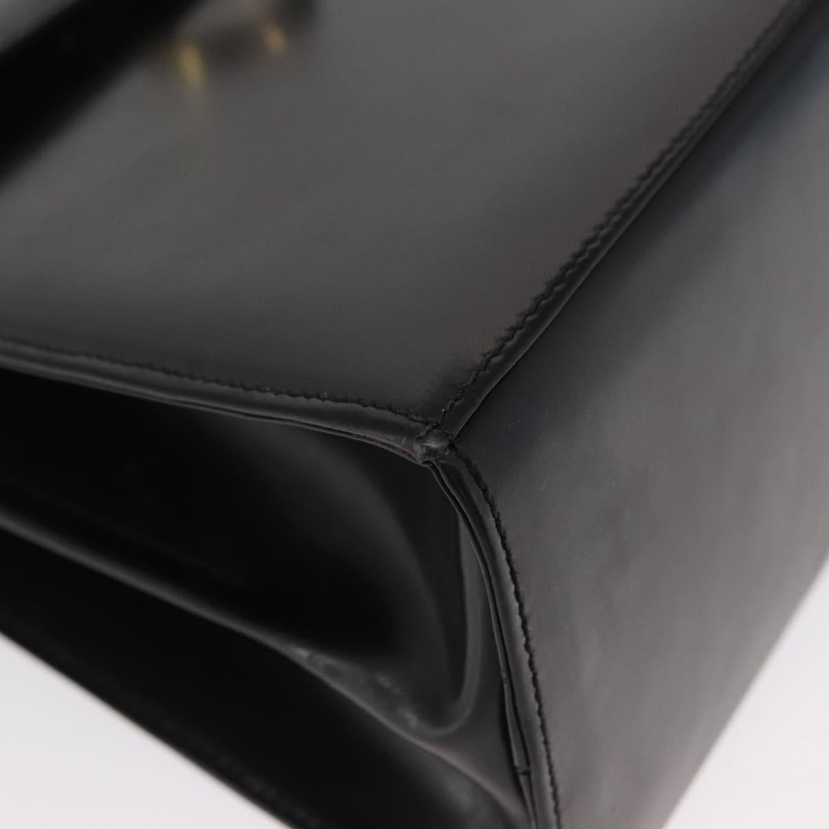 Salvatore Ferragamo Gancini Hand Bag Leather 2way Black Gold Auth 168101