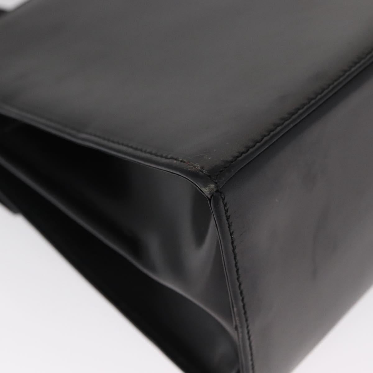 Salvatore Ferragamo Gancini Hand Bag Leather 2way Black Gold Auth 168101