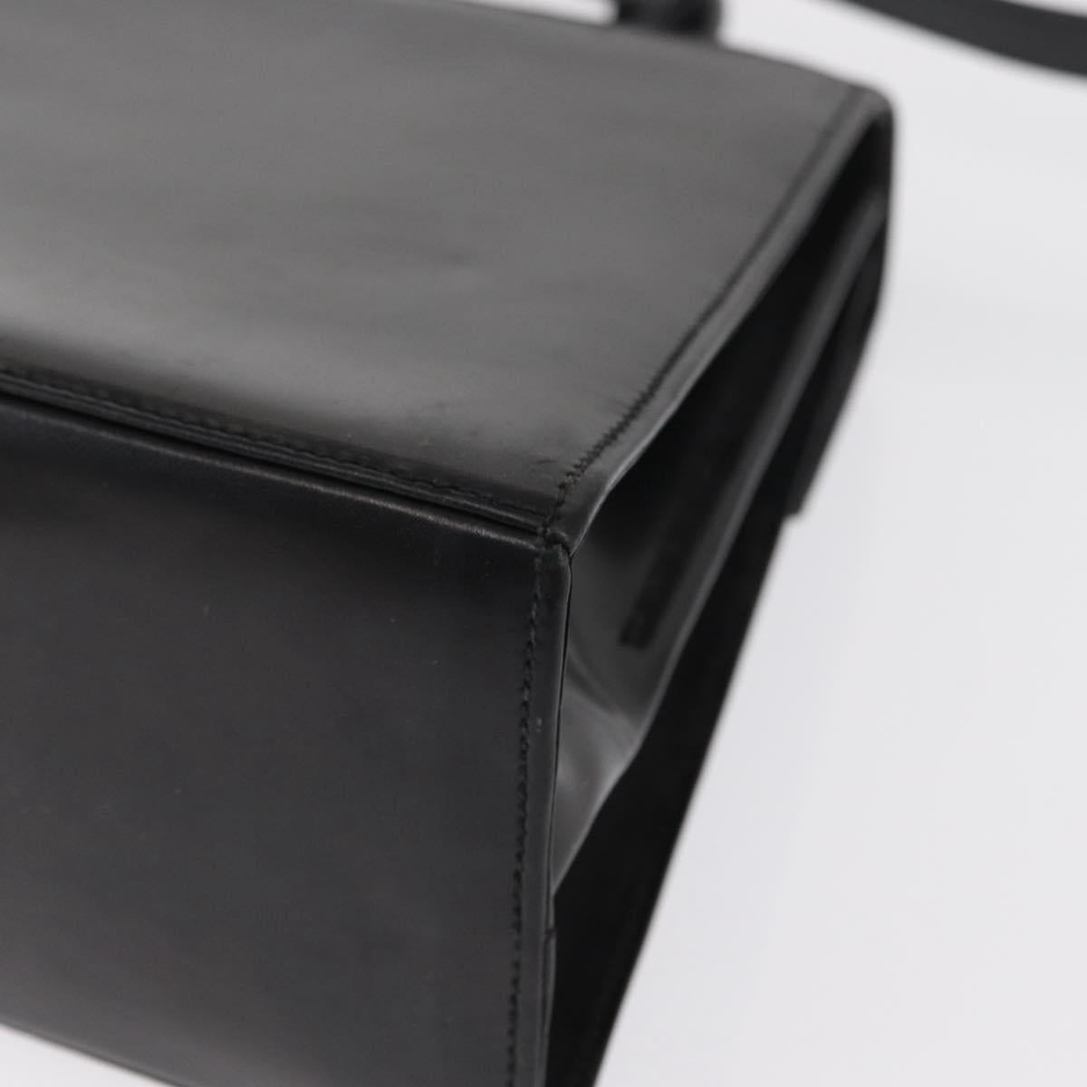 Salvatore Ferragamo Gancini Hand Bag Leather 2way Black Gold Auth 168101