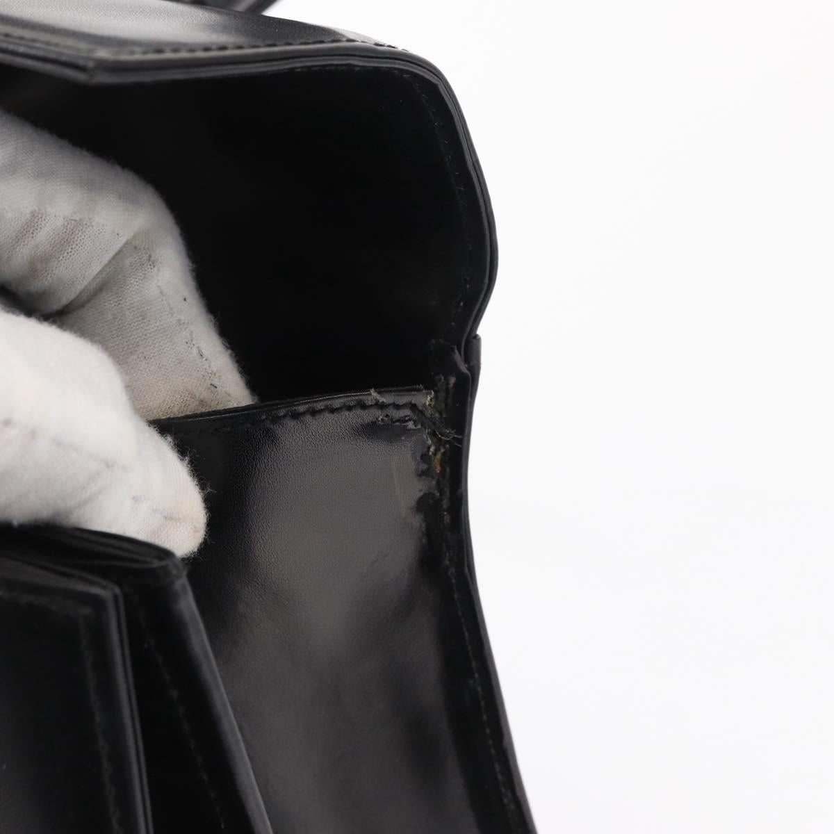 Salvatore Ferragamo Gancini Hand Bag Leather 2way Black Gold Auth 168101