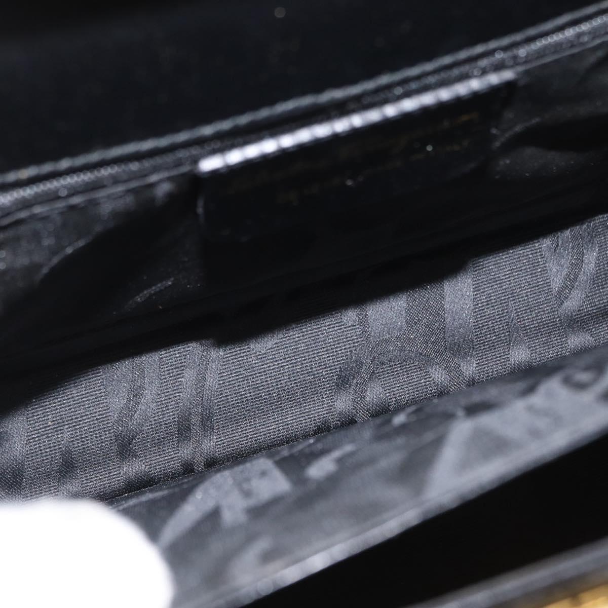 Salvatore Ferragamo Gancini Hand Bag Leather 2way Black Gold Auth 168101