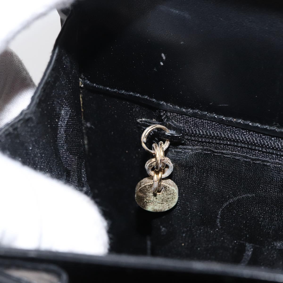 Salvatore Ferragamo Gancini Hand Bag Leather 2way Black Gold Auth 168101