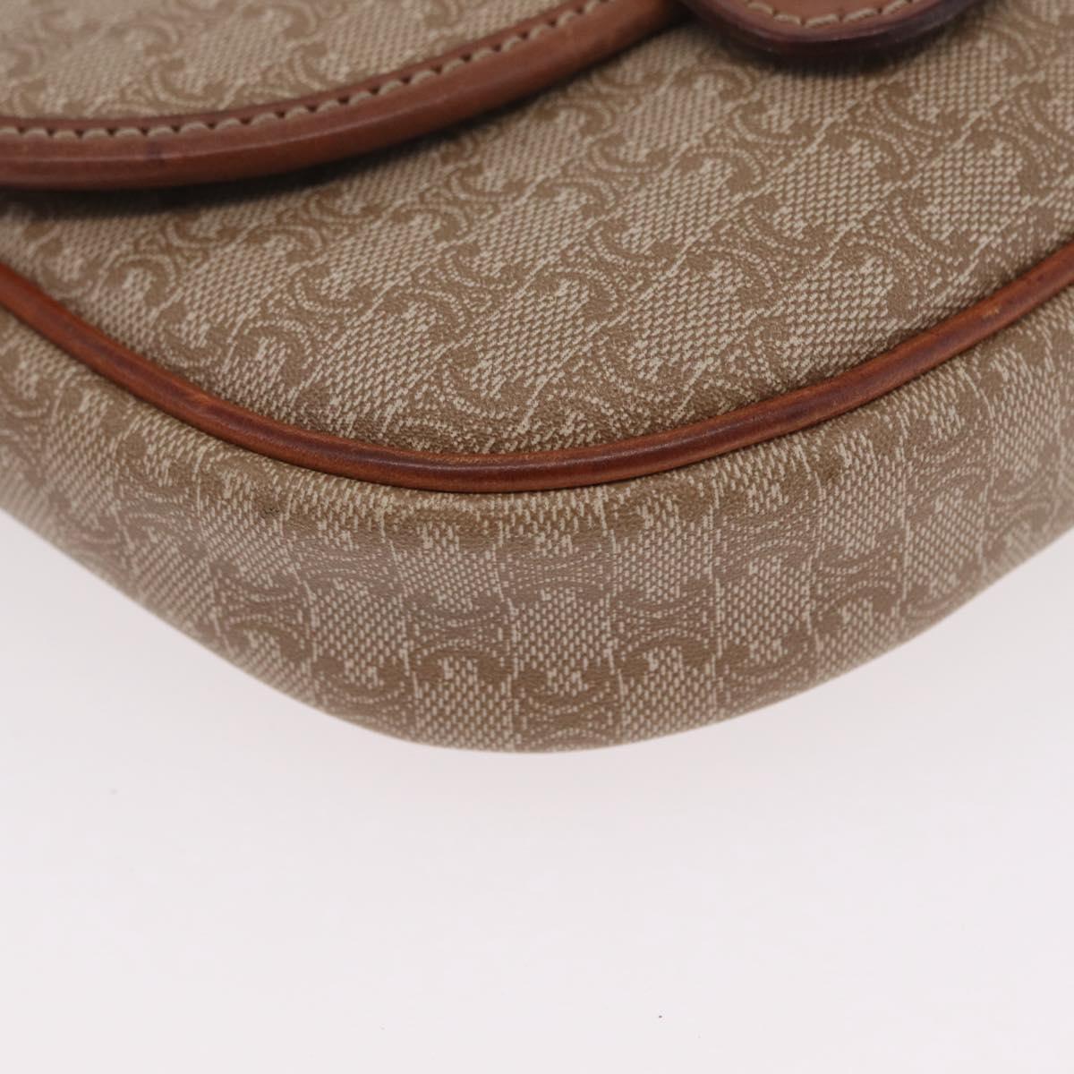 CELINE Macadam Canvas Shoulder Bag PVC Beige Gold Auth 168102