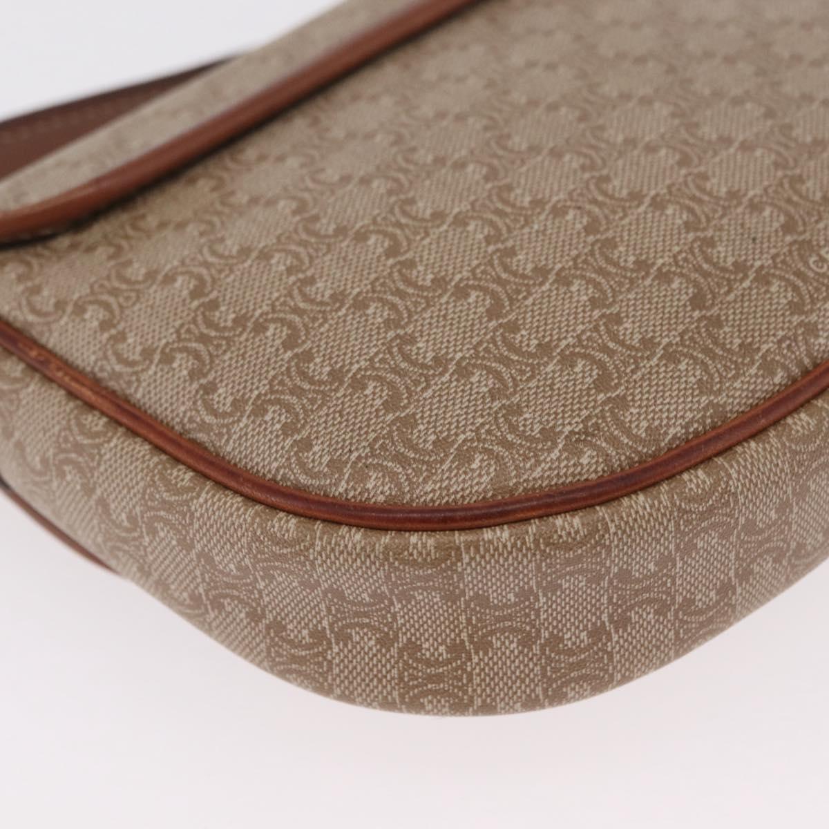 CELINE Macadam Canvas Shoulder Bag PVC Beige Gold Auth 168102